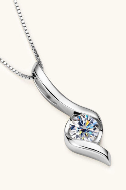 A stylish 1 Carat Moissanite 925 Sterling Silver Necklace for women. this piece adds a touch of elegance to your outfit - Brinxx Couture