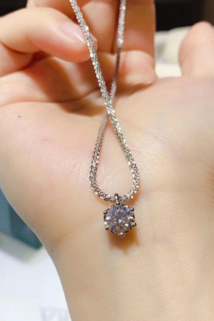 A stylish 1 Carat Moissanite 925 Sterling Silver Necklace for women. this piece adds a touch of elegance to your outfit - Brinxx Couture