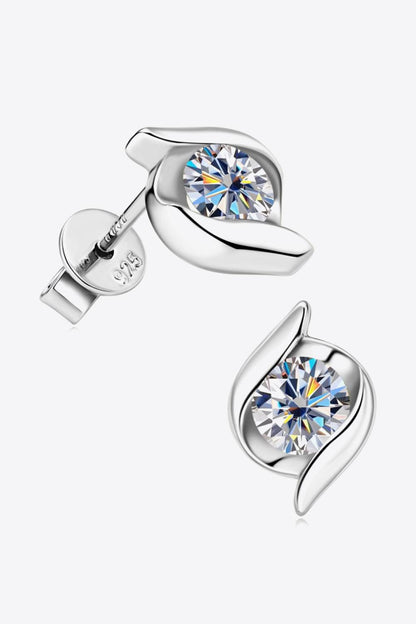 1 Carat Moissanite 925 Sterling Silver Stud Earrings - Brinxx Couture