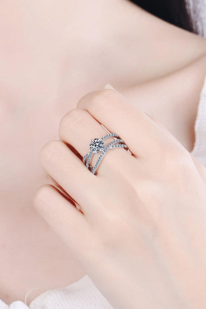 A stylish 1 Carat Moissanite Crisscross Ring for women. this piece adds a touch of elegance to your outfit - Brinxx Couture