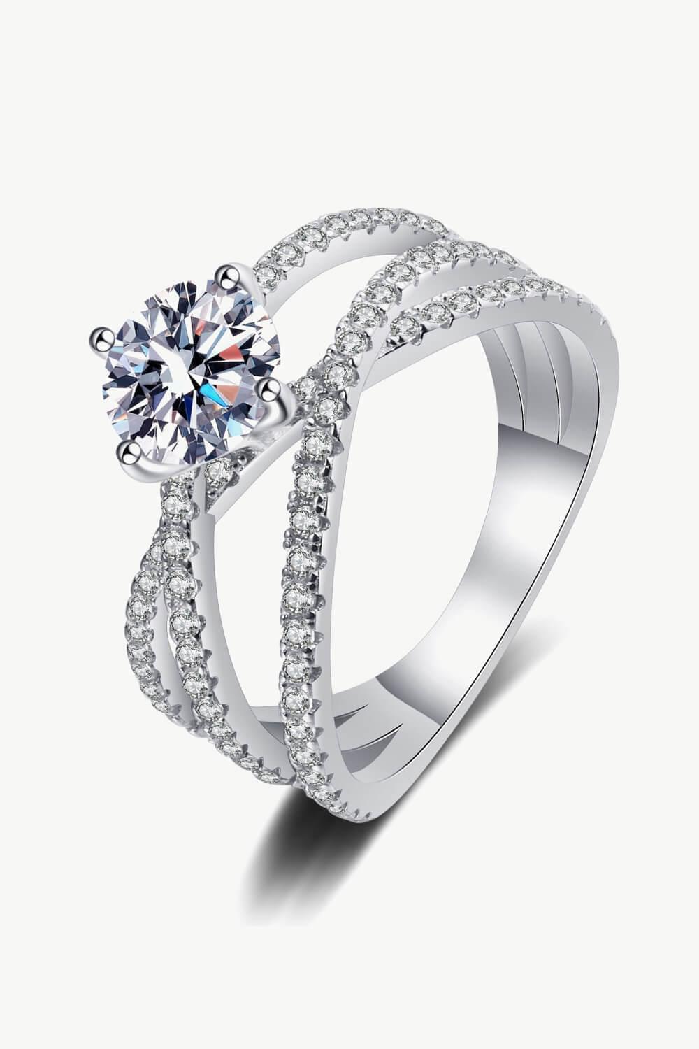 1 Carat Moissanite Crisscross Ring - Brinxx Couture