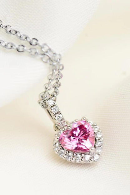 1 Carat Moissanite Heart Pendant Necklace - Brinxx Couture