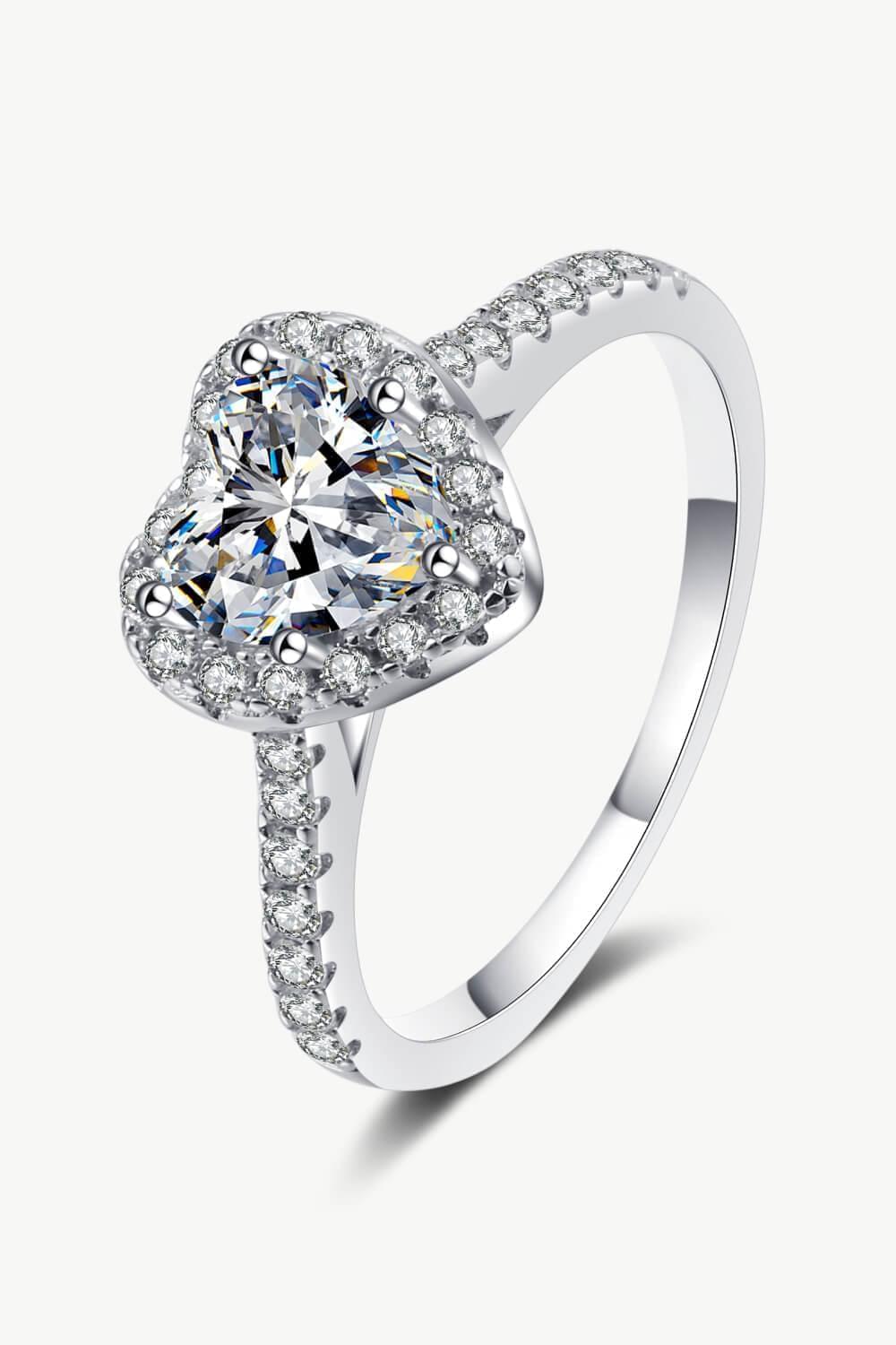 1 Carat Moissanite Heart-Shaped Ring - Brinxx Couture