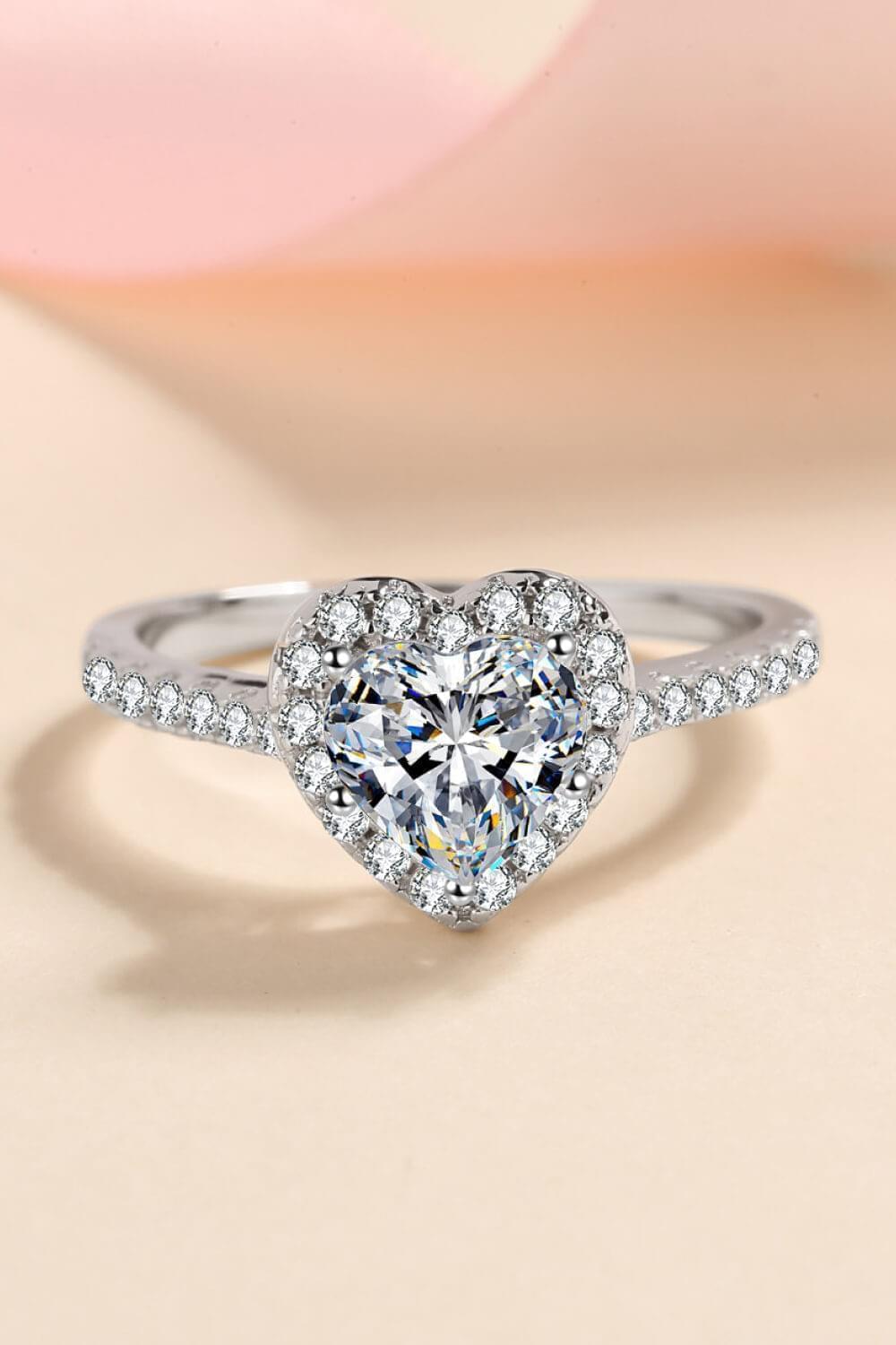 1 Carat Moissanite Heart-Shaped Ring - Brinxx Couture