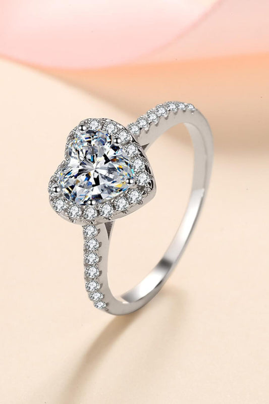 1 Carat Moissanite Heart-Shaped Ring - Brinxx Couture