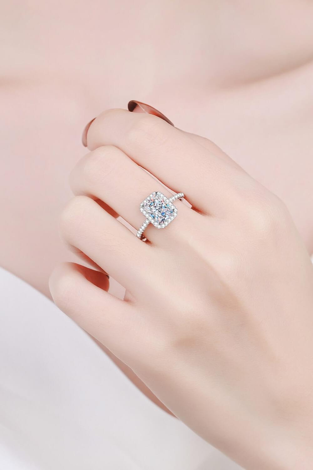 1 Carat Rectangle Moissanite Ring - Brinxx Couture