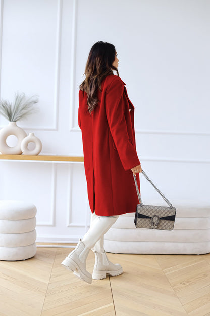 Long Sleeve Double Breasted Woolen Coat - Brinxx Couture