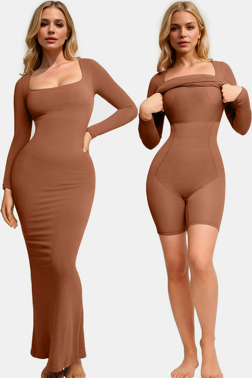 A stylish Built-In Shapewear Maxi Dress for women. this piece adds a touch of elegance to your outfit - Brinxx Couture