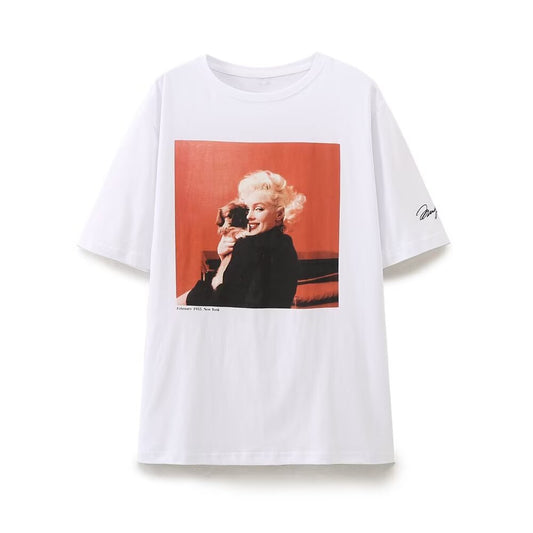 White Marilyn Monroe Short Sleeve T-Shirt - Brinxx Couture