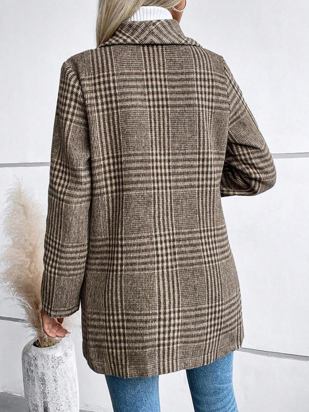 Woolen Plaid Coat Slim Fit Coat - Brinxx Couture