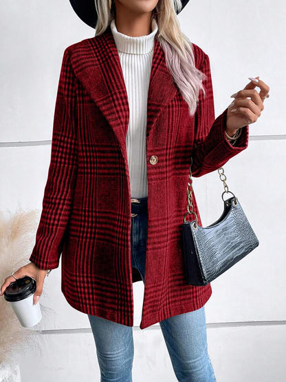 Woolen Plaid Coat Slim Fit Coat - Brinxx Couture