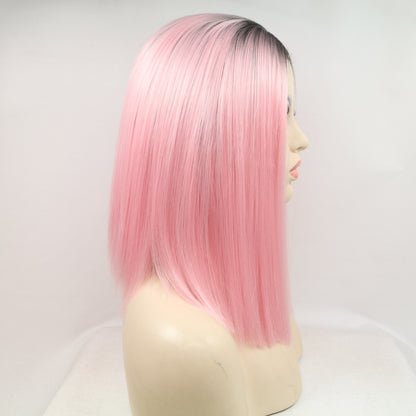 Pink Straight Lace Front Synthetic Wig 12" - Brinxx Couture