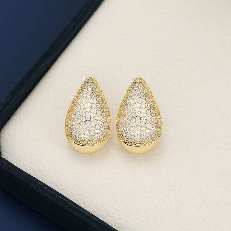 A stylish 18K Gold-Plated Zircon Teardrop Earring for women. this piece adds a touch of elegance to your outfit - Brinxx Couture