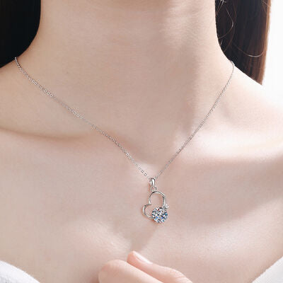 2 Carat Moissanite Heart 925 Sterling Silver Necklace - Brinxx Couture