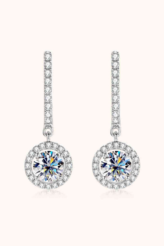 2 Carat Moissanite Sterling Silver Drop Earrings - Brinxx Couture