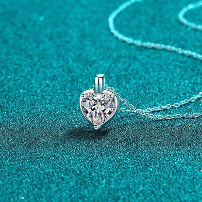 A stylish 2 Carat Moissanite Sterling Silver Heart Shape Necklace for women. this piece adds a touch of elegance to your outfit - Brinxx Couture