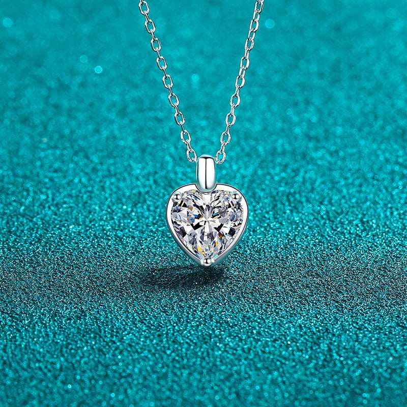 A stylish 2 Carat Moissanite Sterling Silver Heart Shape Necklace for women. this piece adds a touch of elegance to your outfit - Brinxx Couture