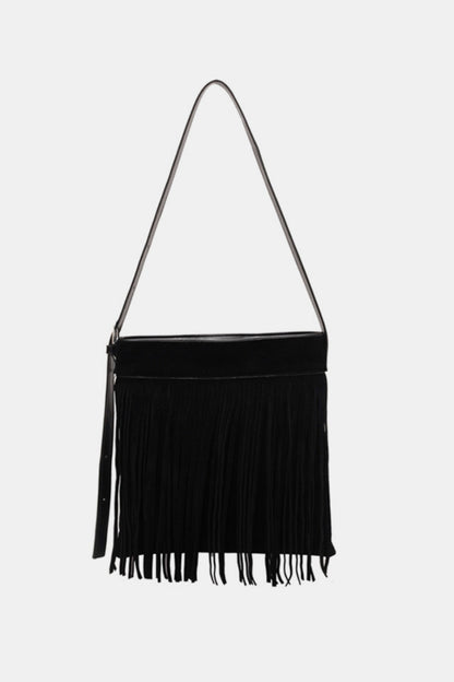 Suede Fringe Shoulder Strap Bag - Brinxx Couture