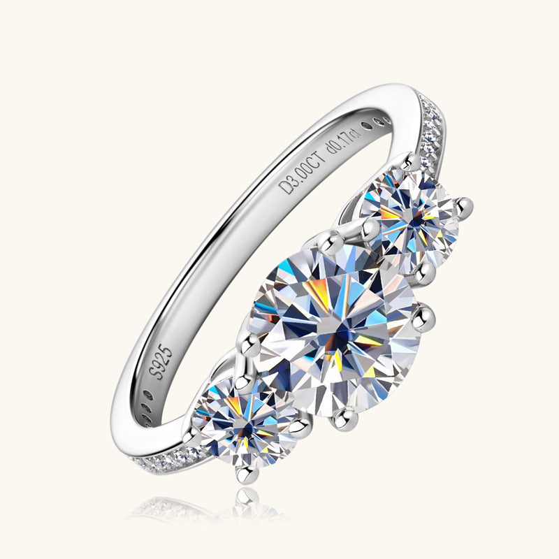 3 Carat Moissanite 925 Sterling Silver Ring - Brinxx Couture