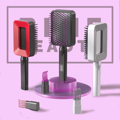 3D Self-cleaning Deluxe Rectangular Hair Brush - Brinxx Couture