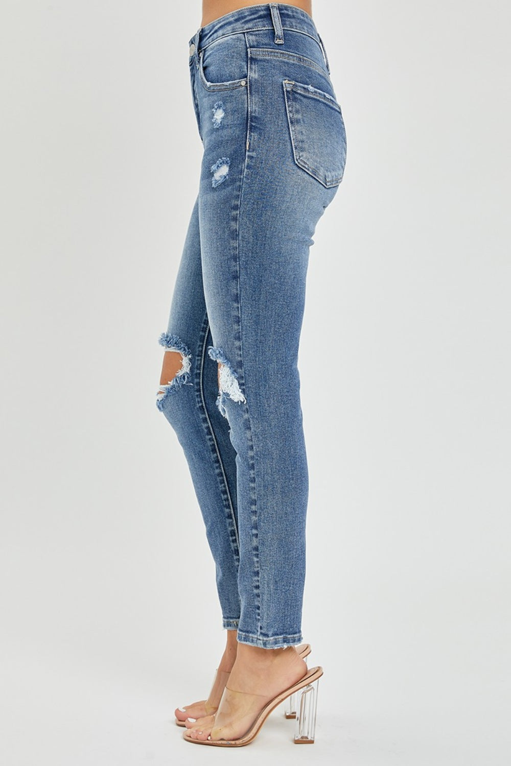 Risen High Rise Distressed Skinny Jeans - Brinxx Couture