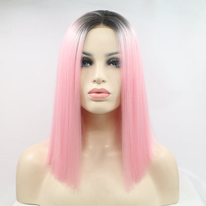 Pink Straight Lace Front Synthetic Wig 12" - Brinxx Couture