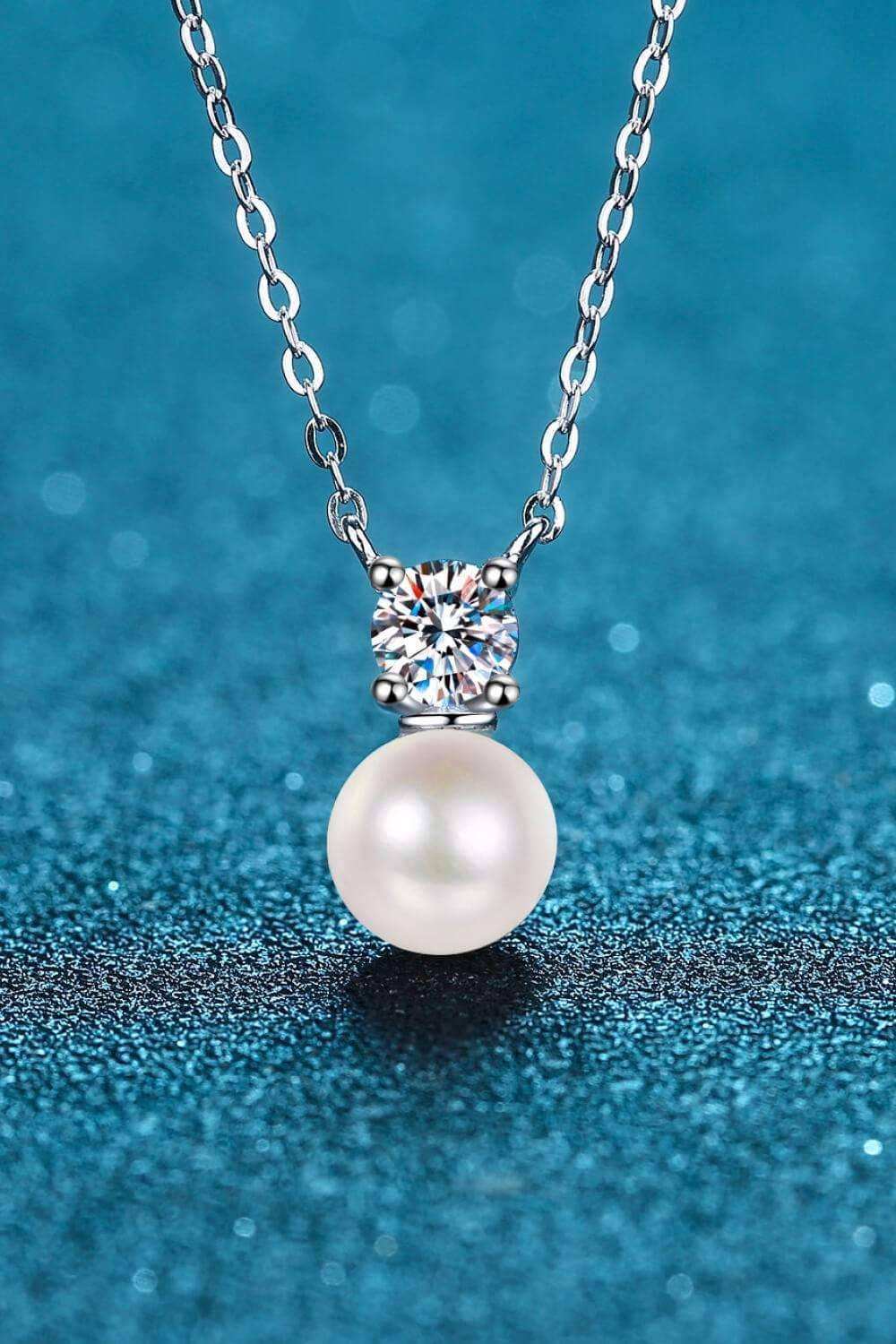 925 Sterling Silver Freshwater Pearl Moissanite Necklace - Brinxx Couture