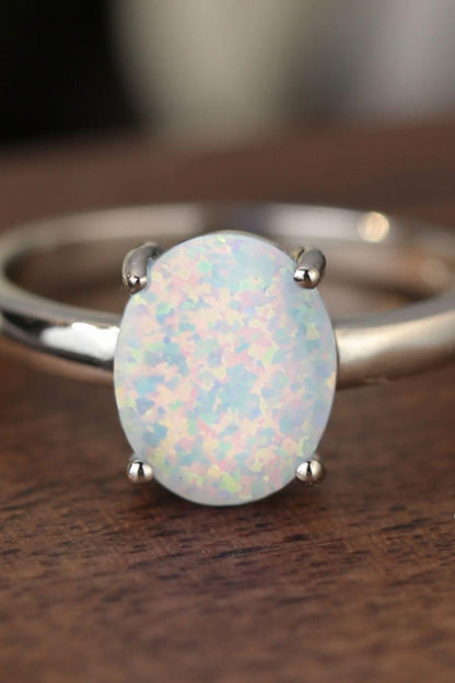 925 Sterling Silver Opal Solitaire Ring - Brinxx Couture