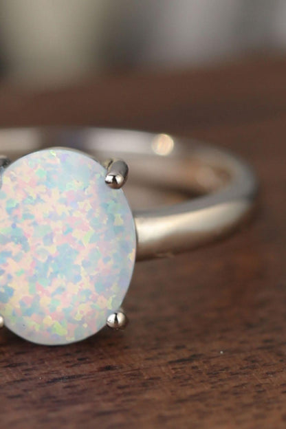 925 Sterling Silver Opal Solitaire Ring - Brinxx Couture