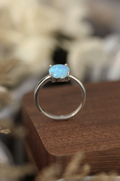 925 Sterling Silver Opal Solitaire Ring - Brinxx Couture