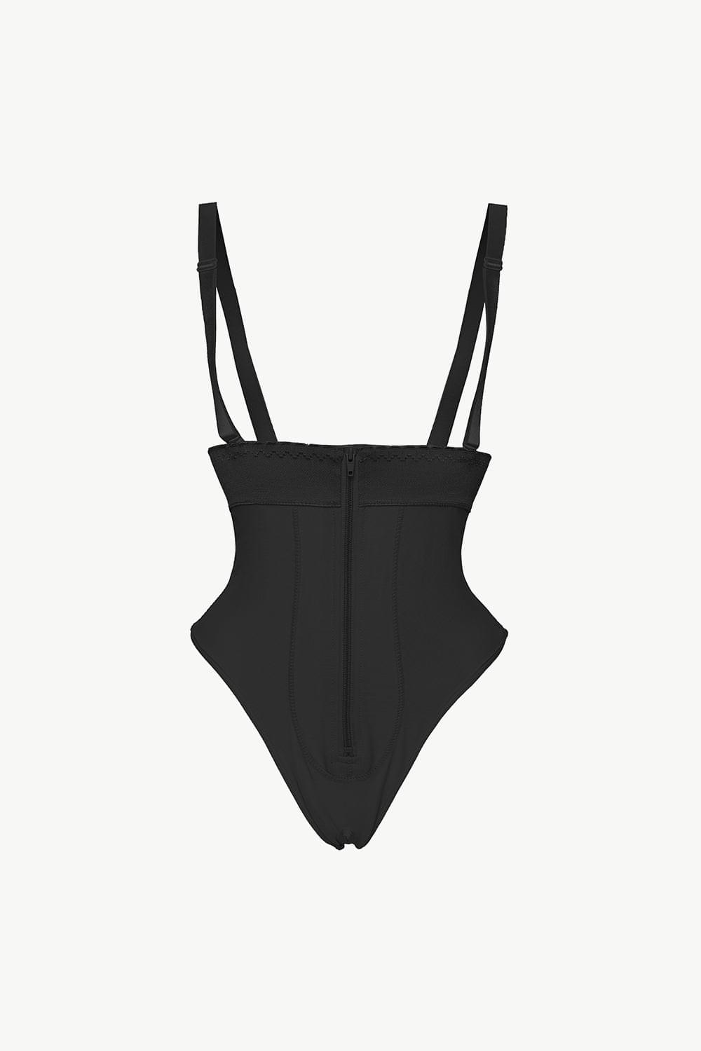 Adjustable Strap Zip-Up Shaping Bodysuit - Brinxx Couture