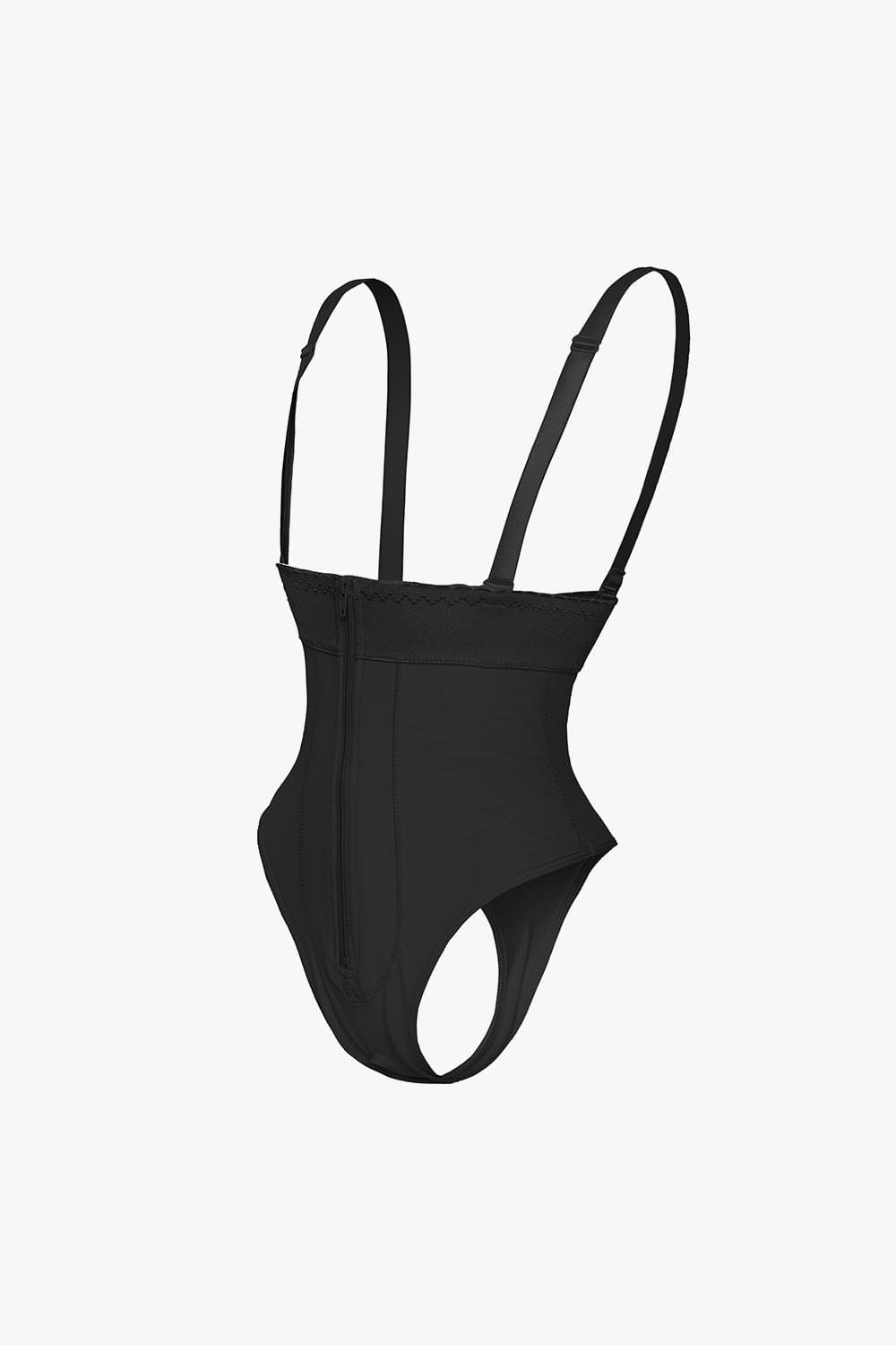 Adjustable Strap Zip-Up Shaping Bodysuit - Brinxx Couture