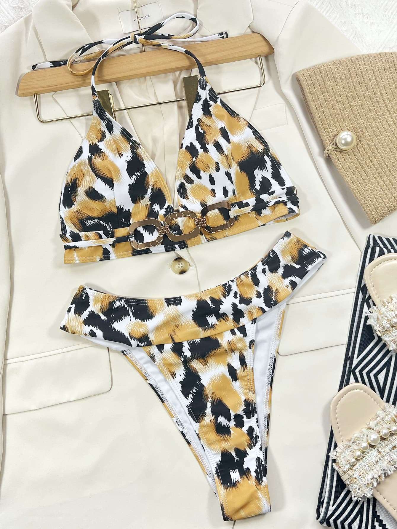 Animal Print Halter Neck Bikini Set - Brinxx Couture