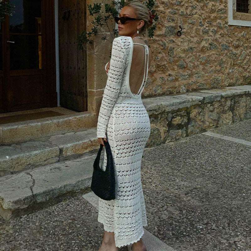 Backless Crochet Knit Dress - Brinxx Couture