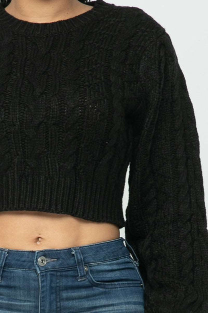 Black Cable Pullover Top - Brinxx Couture