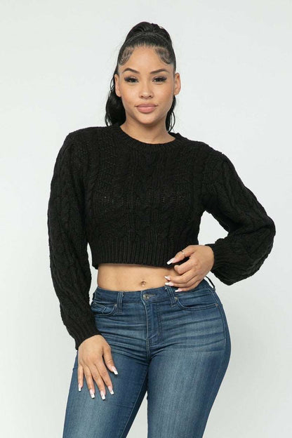 Black Cable Pullover Top - Brinxx Couture