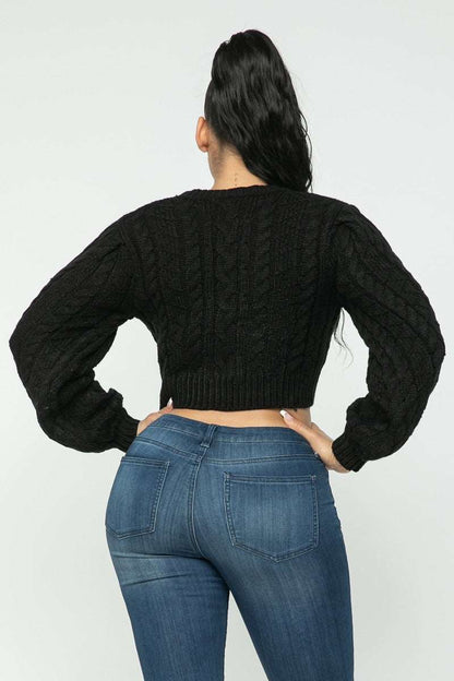 Black Cable Pullover Top - Brinxx Couture