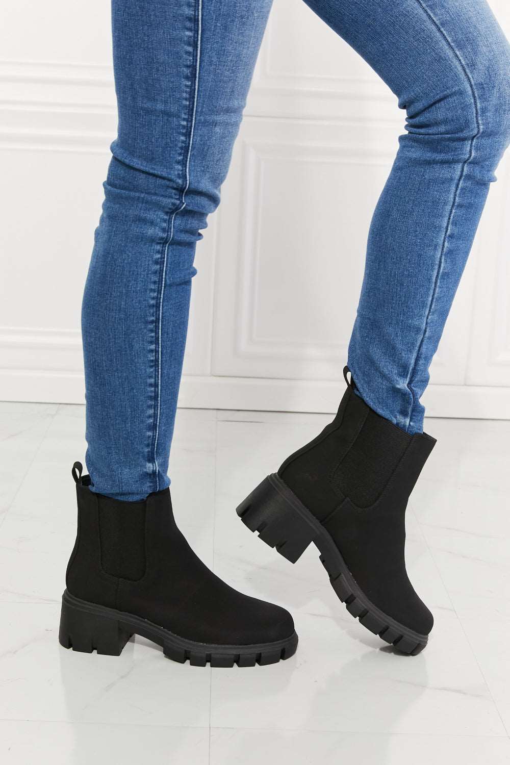 Black Lug Sole Chelsea Boots - Brinxx Couture