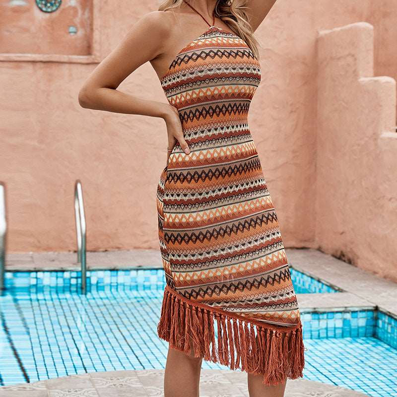 Bohemian Strap Tassels Midi Dress - Brinxx Couture