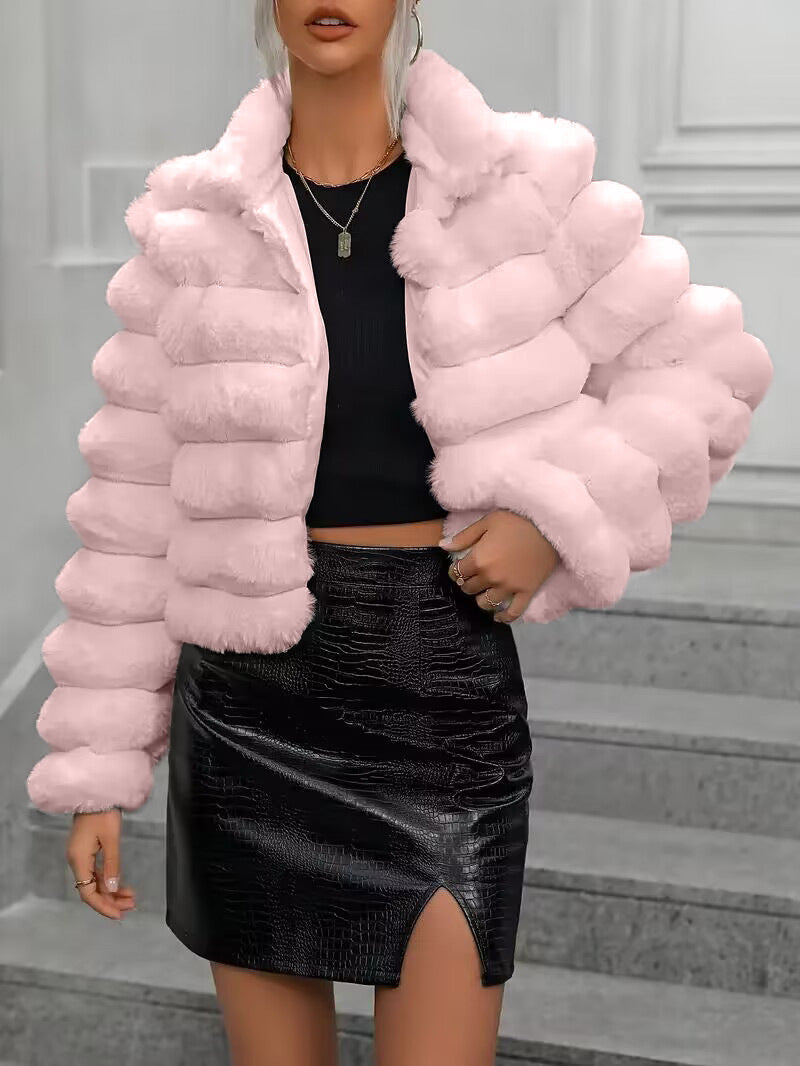 A stylish Bubble Faux Fur Coat for women. this piece adds a touch of elegance to your outfit - Brinxx Couture