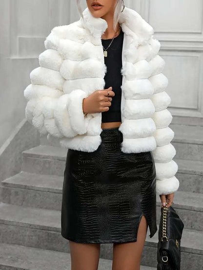 A stylish Bubble Faux Fur Coat for women. this piece adds a touch of elegance to your outfit - Brinxx Couture