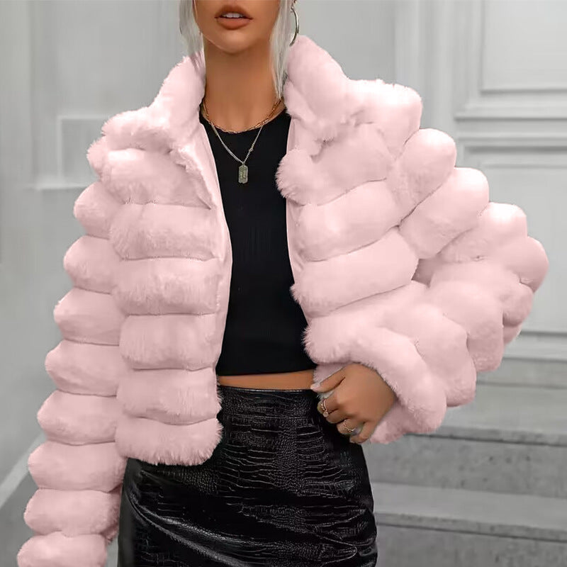 A stylish Bubble Faux Fur Coat for women. this piece adds a touch of elegance to your outfit - Brinxx Couture