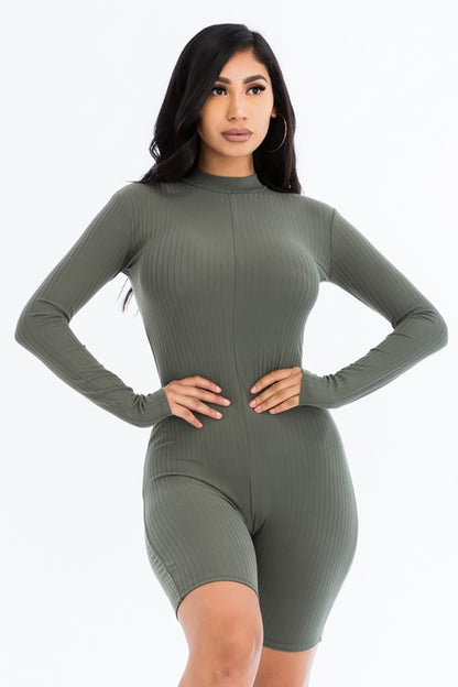 Ribbed Knit Romper - Brinxx Couture