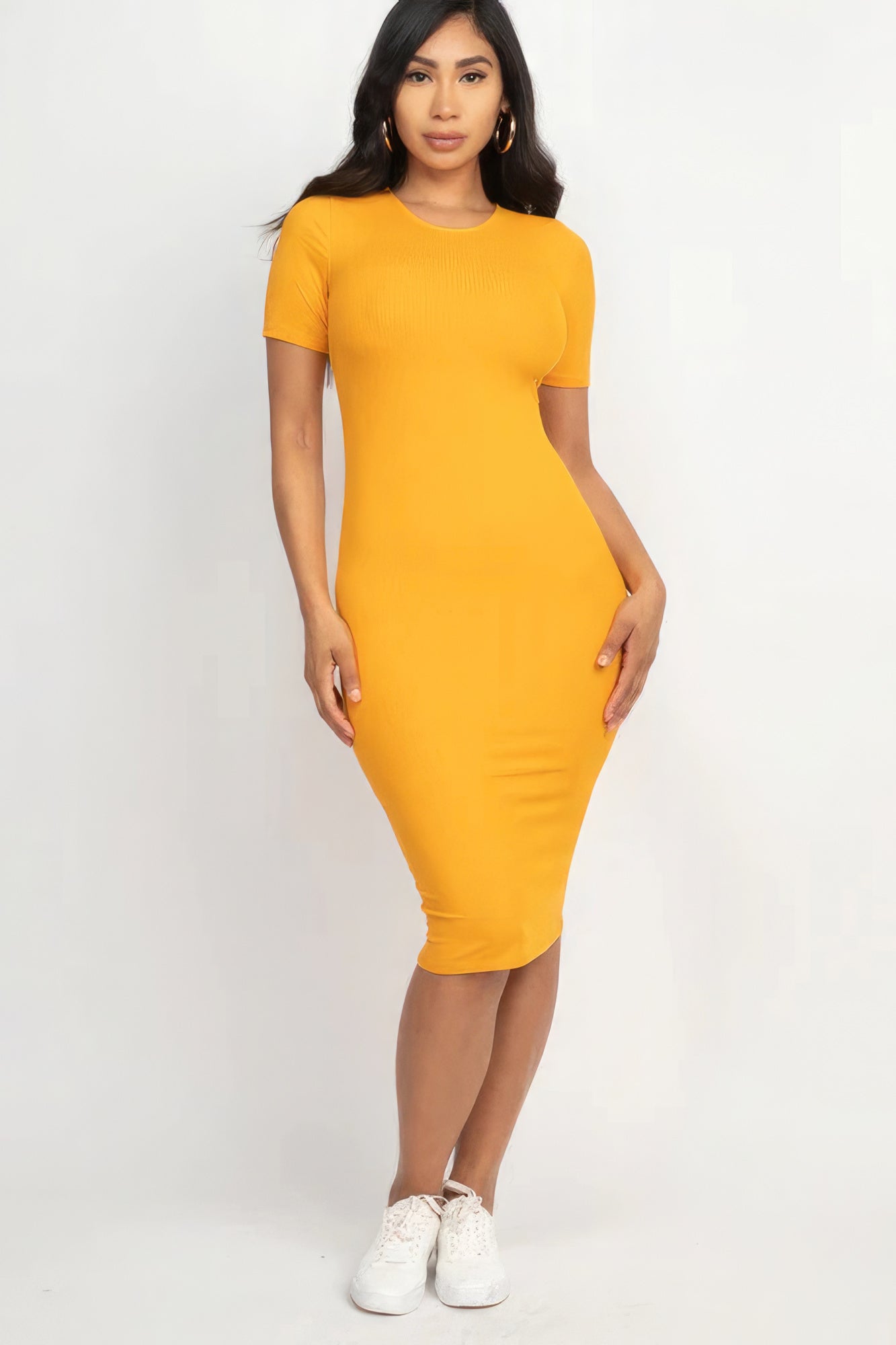 Ribbed Bodycon Midi Dressdress - Brinxx Couture