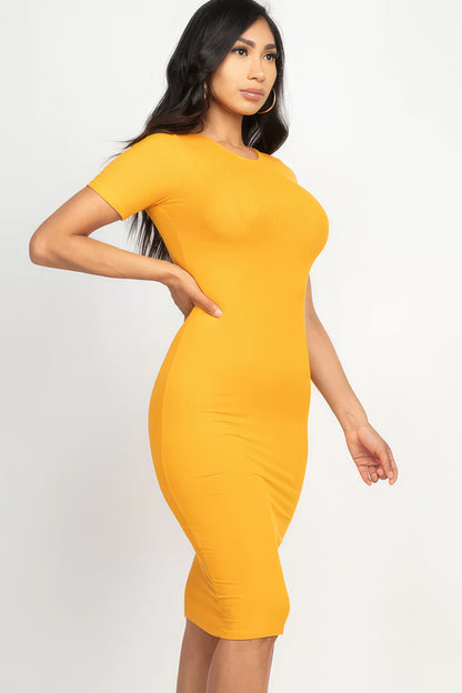 Ribbed Bodycon Midi Dressdress - Brinxx Couture