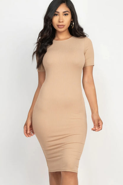 Ribbed Bodycon Midi Dressdress - Brinxx Couture