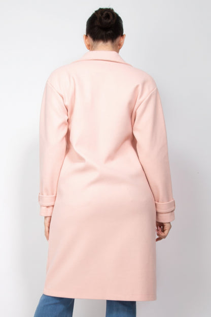 Notch Lapel Woven Coat with Side Pockets - Brinxx Couture