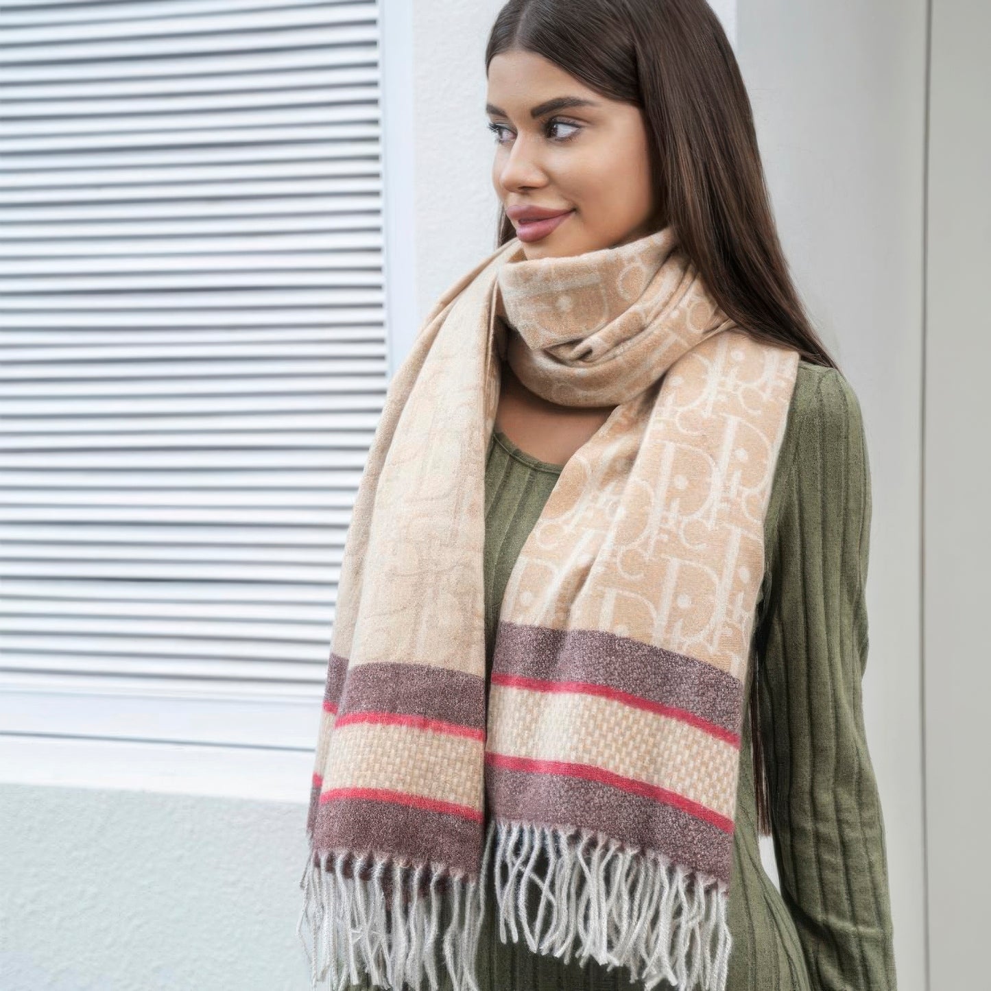 Double stripe blanket scarf with tassel - Brinxx Couture