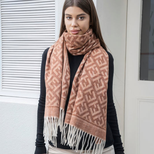 Maze pattern blanket scarf with tassel - Brinxx Couture