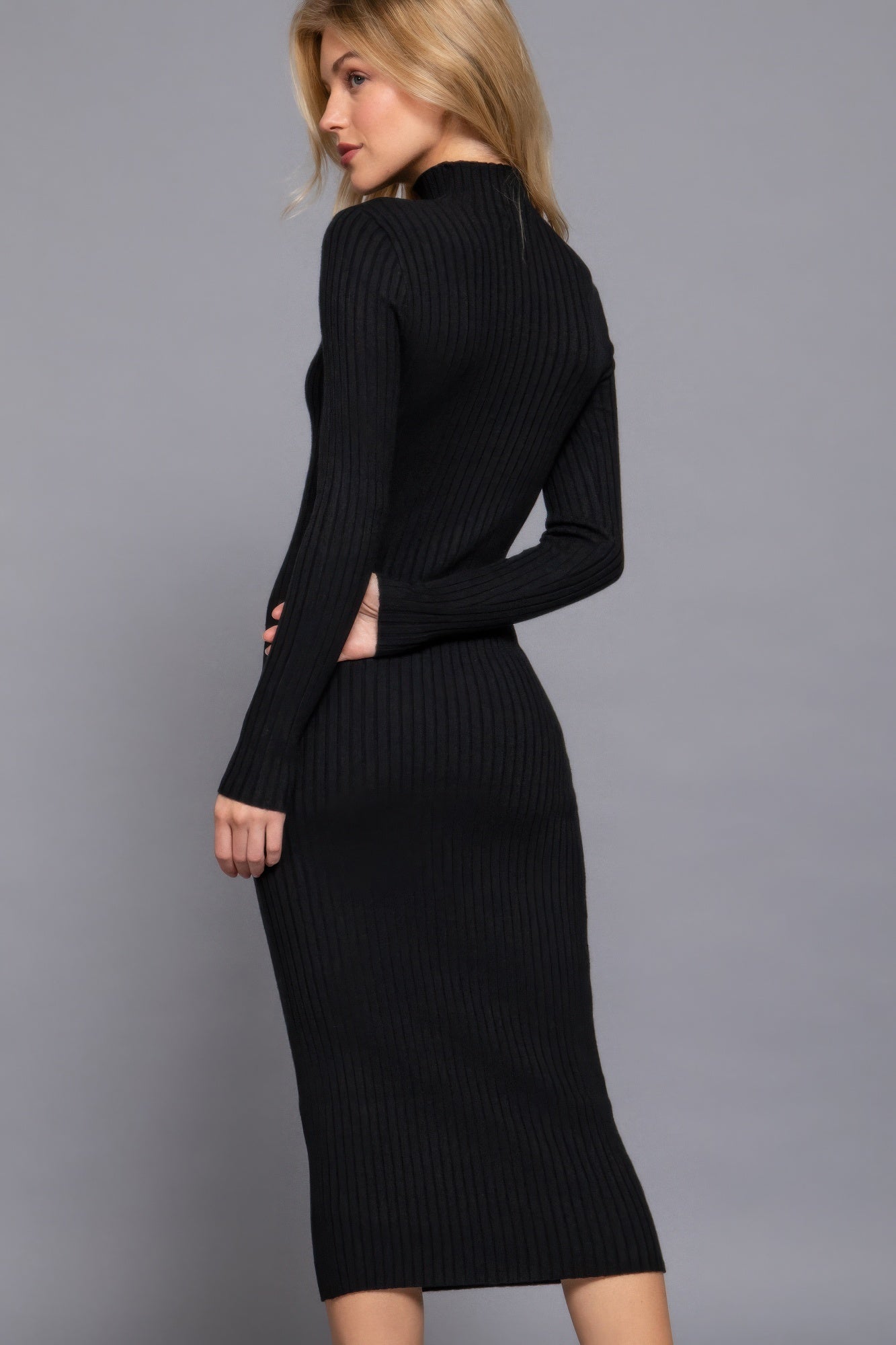 A stylish Long Sleeve High Neck Sweater Dress for women. this piece adds a touch of elegance to your outfit - Brinxx Couture